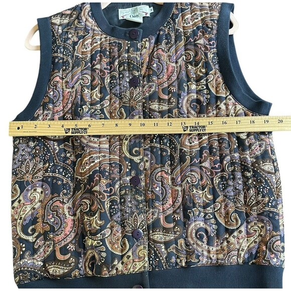 Vintage Women's Orvis 100% Silk Button Vest Paisley Quilted‎ Medium Black - Picture 7 of 9